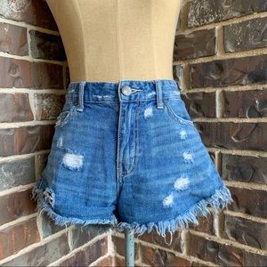 Free People Shorts Dolphin Distressed Blue Denim - 27 / S